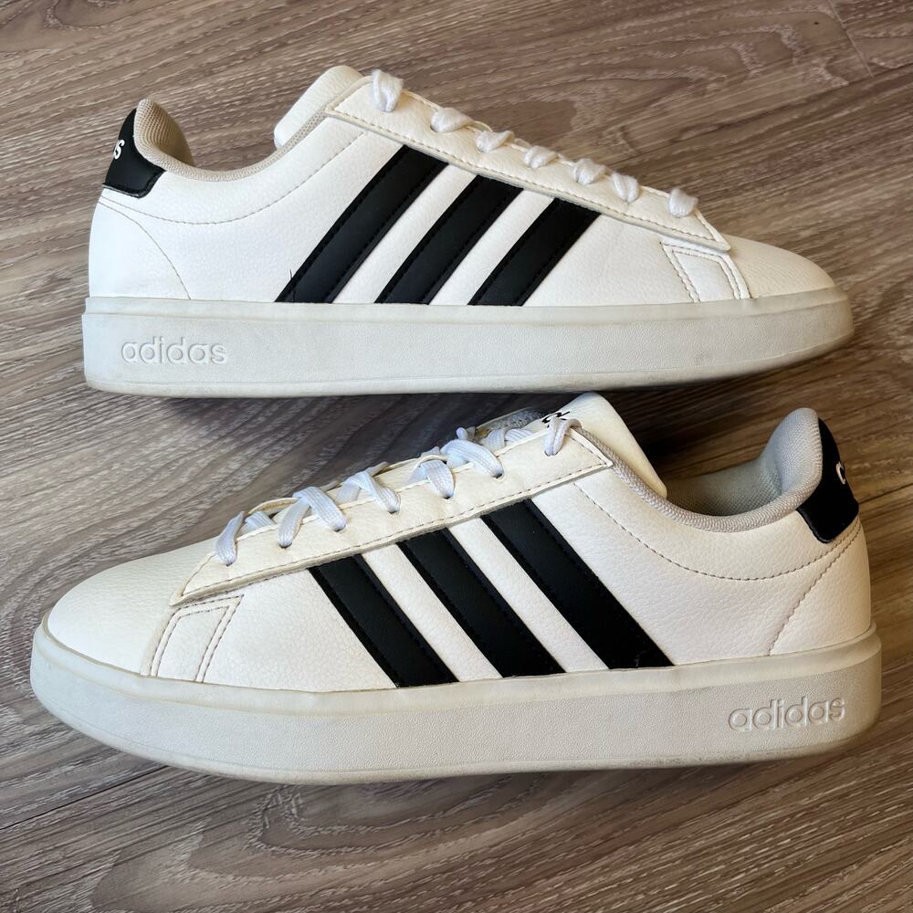 Adidas Grand Court Cloudfoam White Black Casual Sneakers Shoes Women's Size 8.5